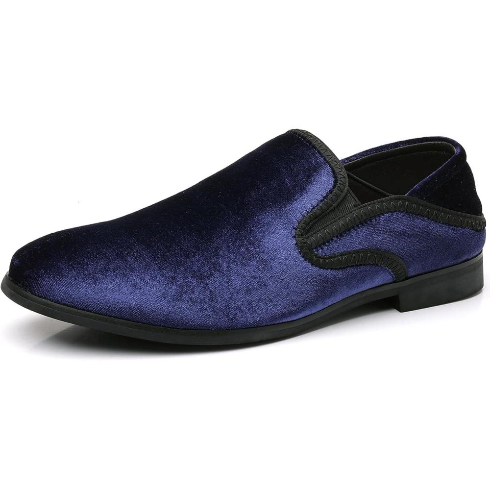 imageCOSIDRAM Mens Casual Loafers Velvet Comfort Classic Foldable Heel 2Way Wear Slip On Fashion Slippers Walking ShoesABlue