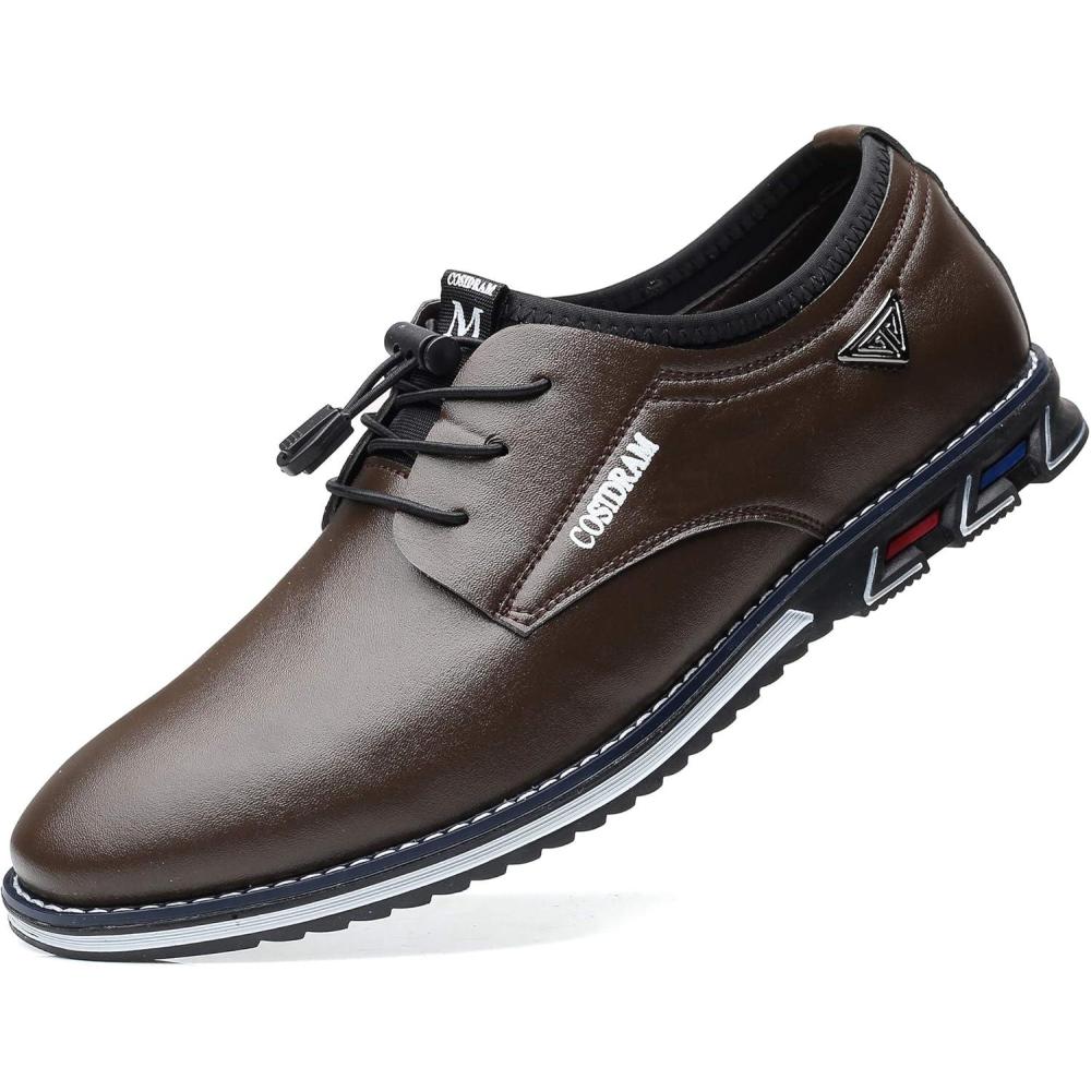 imageCOSIDRAM Mens Casual Shoes Business Slipon Shoes Comfort Fashion Office Shoes for MaleABrown