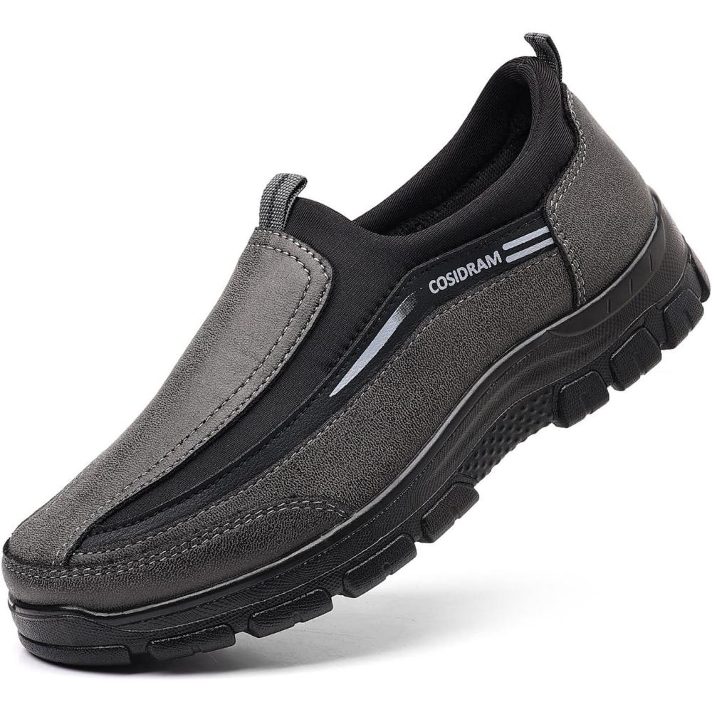 imageCOSIDRAM Mens Casual Shoes Loafers Slip on Moccasin Comfort Soft Lightweight Daily Flats SneakersAGrey