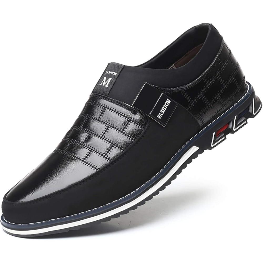 imageCOSIDRAM Mens Casual Shoes Sneakers Loafers Comfort Walking Shoes for Male Business Work Office DressSlip onBlack