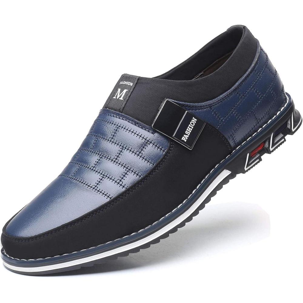imageCOSIDRAM Mens Casual Shoes Sneakers Loafers Comfort Walking Shoes for Male Business Work Office DressSlip onBlue
