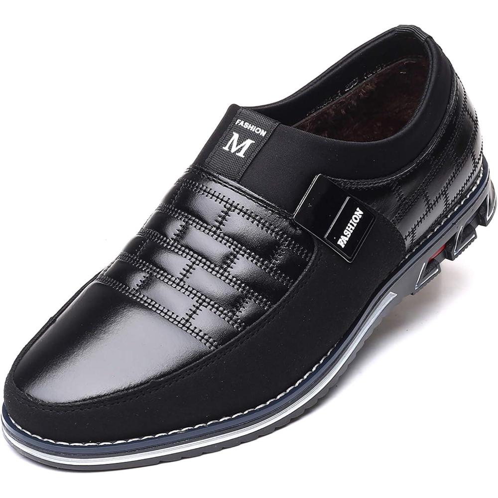 imageCOSIDRAM Mens Casual Shoes Sneakers Loafers Comfort Walking Shoes for Male Business Work Office DressThickBlack
