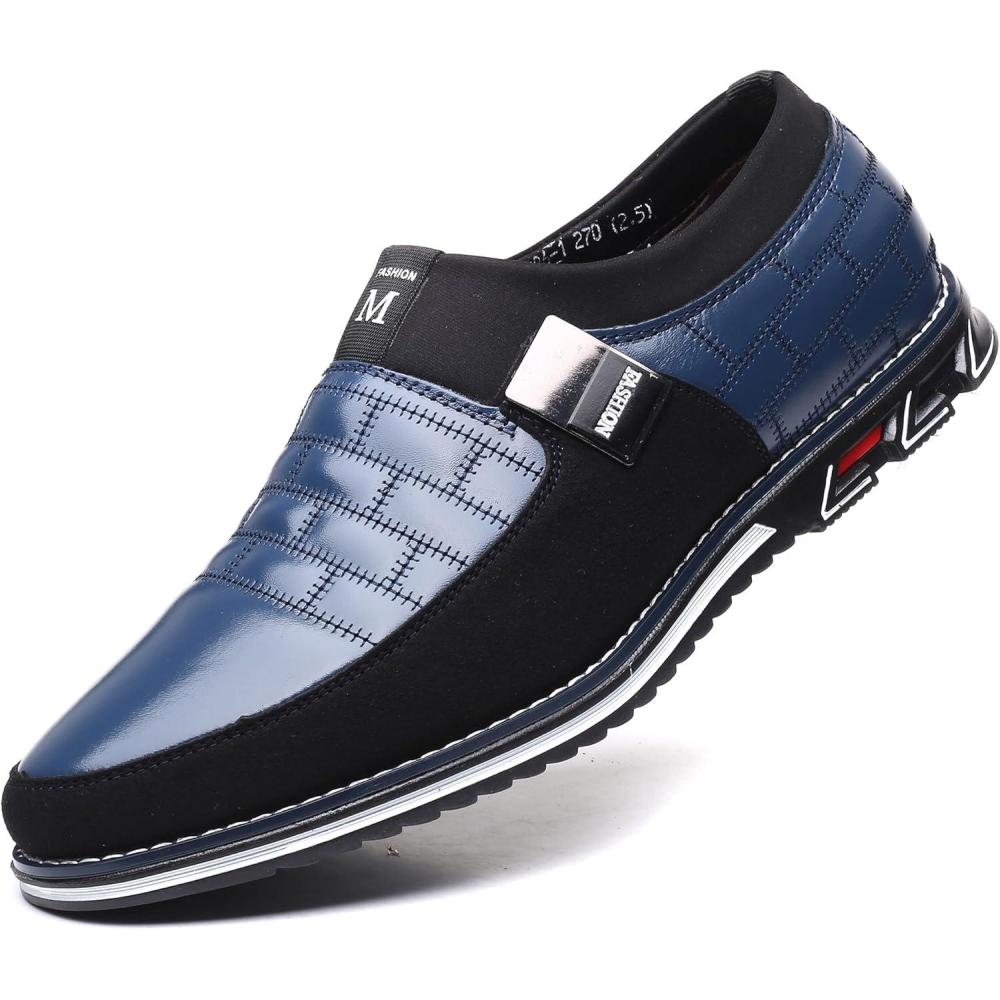 imageCOSIDRAM Mens Casual Shoes Sneakers Loafers Comfort Walking Shoes for Male Business Work Office DressThickBlue