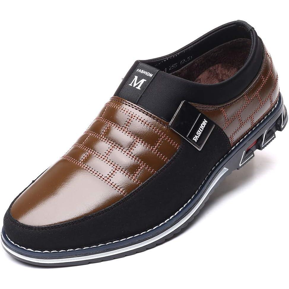 imageCOSIDRAM Mens Casual Shoes Sneakers Loafers Comfort Walking Shoes for Male Business Work Office DressThickBrown