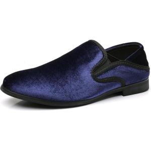 COSIDRAM Men’s Casual Loafers Velvet Comfort Classic Foldable Heel 2-Way Wear Slip On Fashion Slippers Walking Shoes(A/Blue)