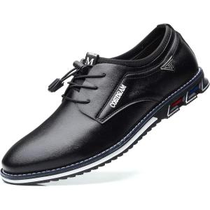 COSIDRAM Mens Casual Shoes Business Slip-on Shoes Comfort Fashion Office Shoes for Male(A/Black)