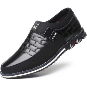 COSIDRAM Mens Casual Shoes Sneakers Loafers Comfort Walking Shoes for Male Business Work Office Dress(Slip on/Black)