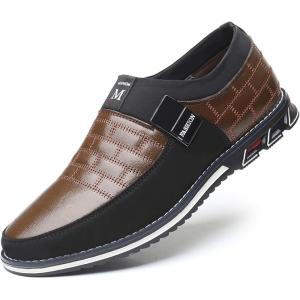 COSIDRAM Mens Casual Shoes Sneakers Loafers Comfort Walking Shoes for Male Business Work Office Dress(Slip on/Brown)