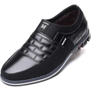 COSIDRAM Mens Casual Shoes Sneakers Loafers Comfort Walking Shoes for Male Business Work Office Dress(Thick/Black)