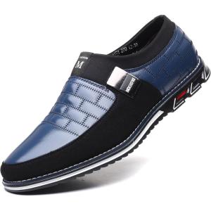COSIDRAM Mens Casual Shoes Sneakers Loafers Comfort Walking Shoes for Male Business Work Office Dress(Thick/Blue)