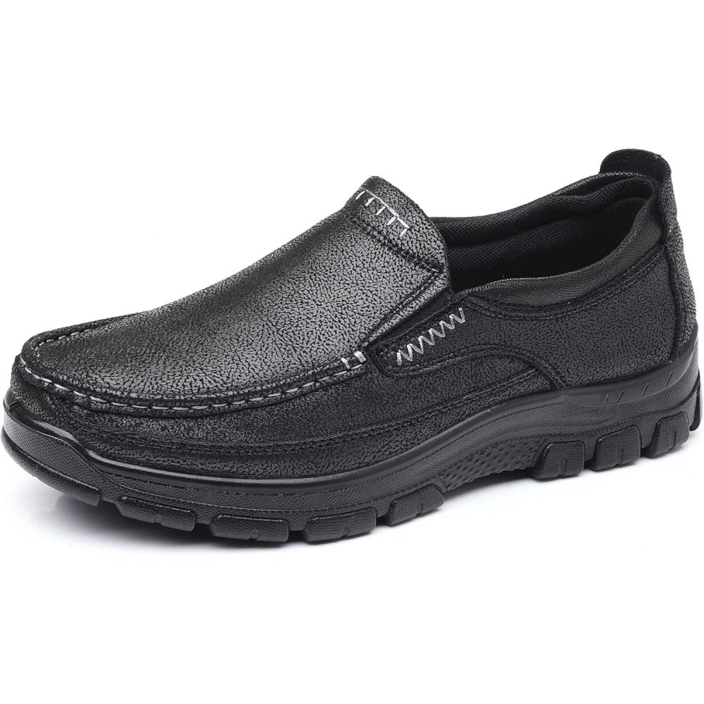 imageCOSIDRAM Mens Casual Loafers Shoes Lightweight Luxury Comfort Bussiness Office Walking Shoes for MaleABlack