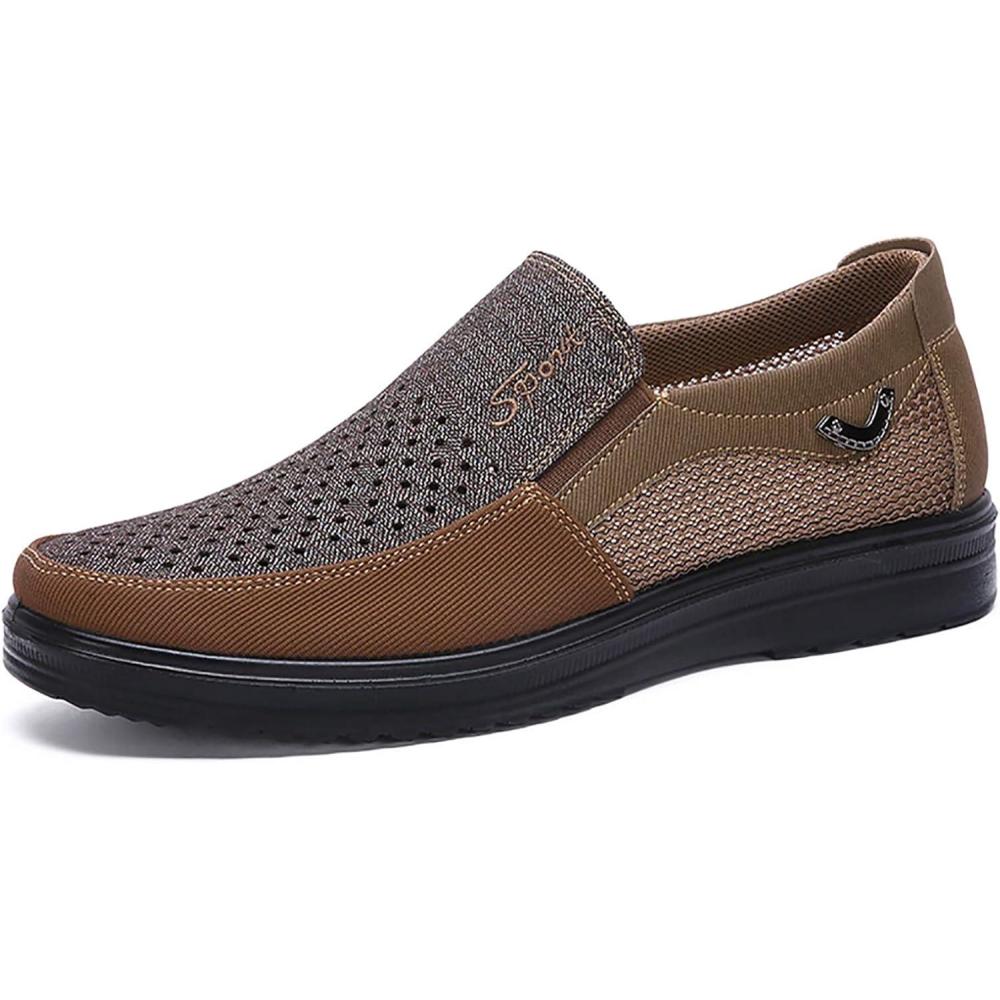 imageCOSIDRAM Mens Loafer Casual Shoes Comfort Lightweight Driving Travel Walking Shoes for Adult MaleDBrown