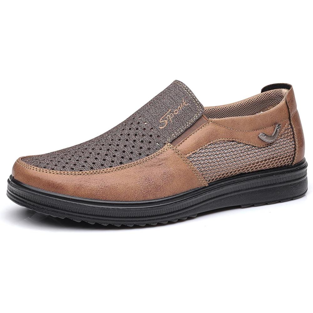 imageCOSIDRAM Mens Loafer Casual Shoes Comfort Lightweight Driving Travel Walking Shoes for Adult MaleEKhaki
