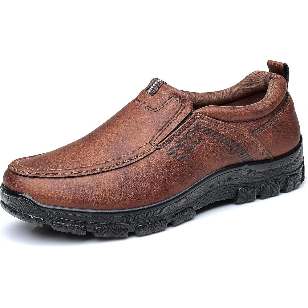 imageCOSIDRAM Mens Loafers Slip on Shoes Casual Comfort Soft Moccasin Daily Flats Driving Walking Shoes LightweightABrown