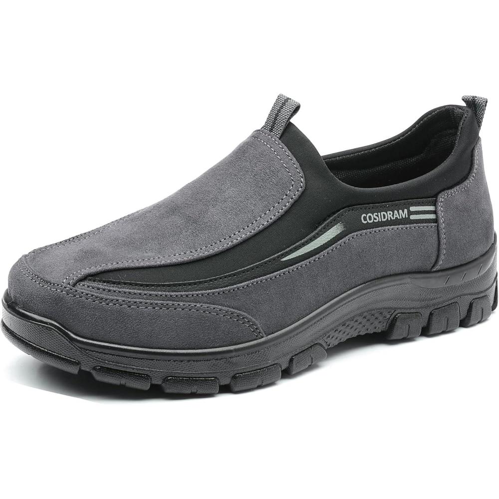 imageCOSIDRAM Mens Loafers Slip on Shoes Casual Comfort Soft Moccasin Daily Flats Driving Walking Shoes LightweightEGrey