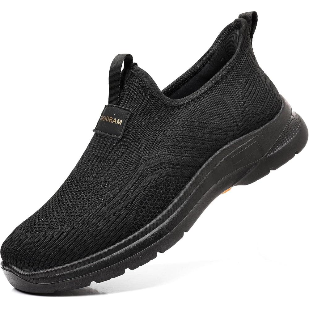 imageCOSIDRAM Mens Step in Shoes Hands Free Breathable Mesh Cushioned Lightweight Comfort Slip On Athletic Gym Workout SneakerABlack