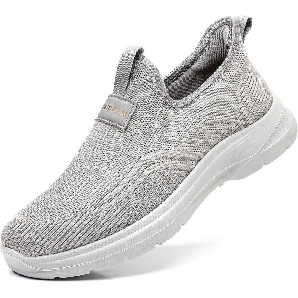 imageCOSIDRAM Mens Step in Shoes Hands Free Breathable Mesh Cushioned Lightweight Comfort Slip On Athletic Gym Workout SneakerAGrey