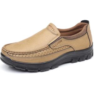 COSIDRAM Mens Casual Loafers Shoes Lightweight Luxury Comfort Bussiness Office Walking Shoes for Male(A/Tan)