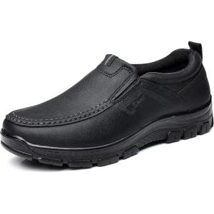 COSIDRAM Mens Loafers Slip on Shoes Casual Comfort Soft Moccasin Daily Flats Driving Walking Shoes Lightweight(A/Black)