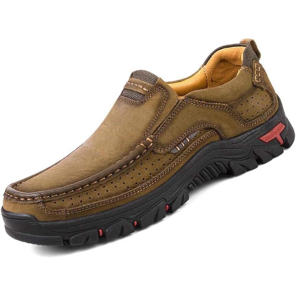 imageCOSIDRAM Men Walking Sneakers Luxury Leather Shoes Casual Shoes Loafers for MaleAKhaki