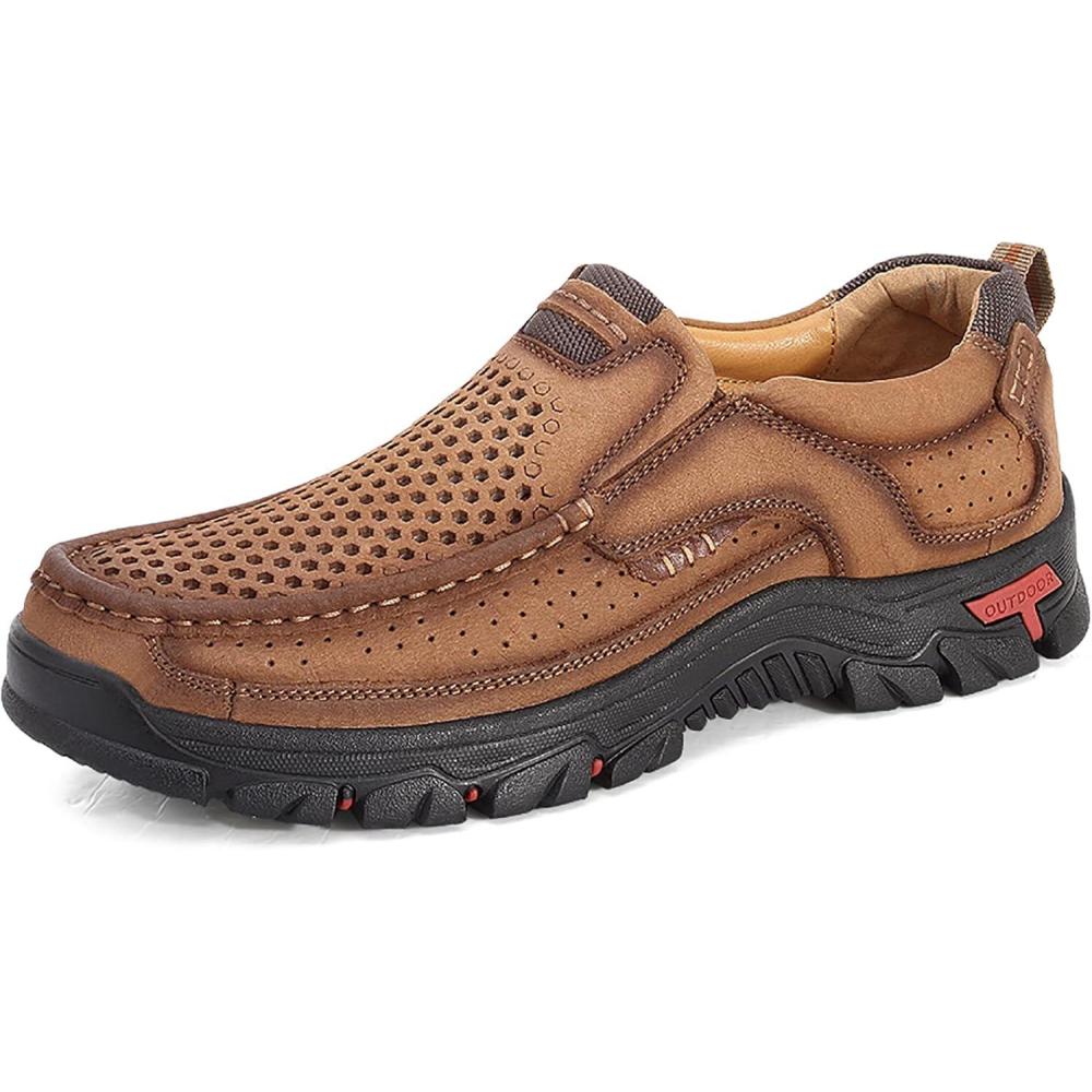 imageCOSIDRAM Men Walking Sneakers Luxury Leather Shoes Casual Shoes Loafers for MaleBBrown