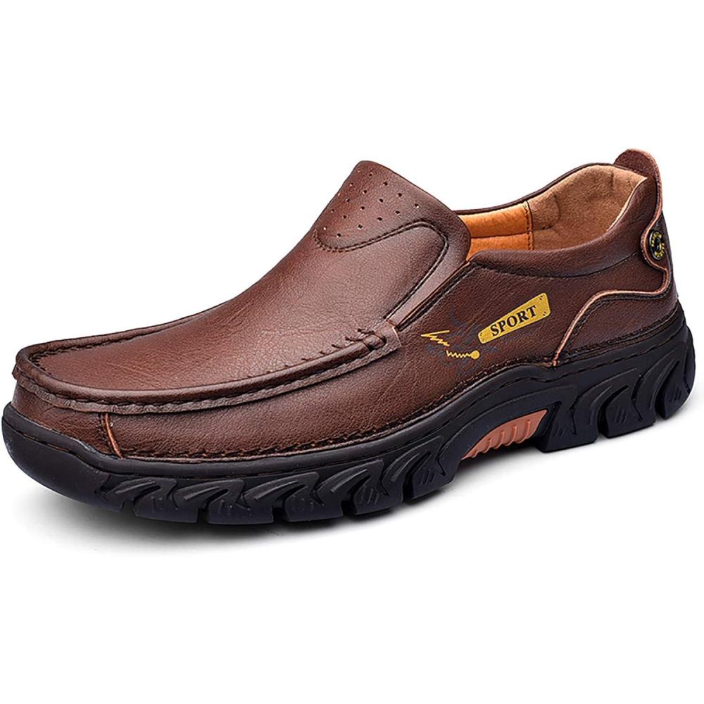 imageCOSIDRAM Men Walking Sneakers Luxury Leather Shoes Casual Shoes Loafers for MaleXDark Brown