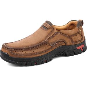 COSIDRAM Men Walking Sneakers Luxury Leather Shoes Casual Shoes Loafers for Male(A/Brown)